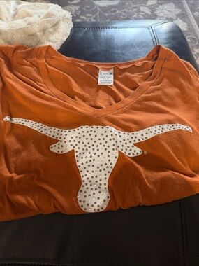 PINK Victoria's Secret Burnt Orange & White Number Graphic Tee